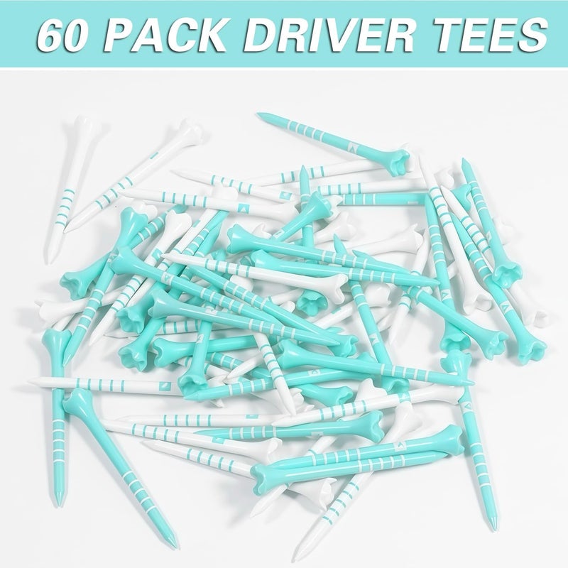 EWILLING Store Stable & Durable Plastic Golf Tees 60Pcs Size 2-3/4 Inch or 3-1/4 Inch Packaged in Plastic Jar with Lid Available Pink White Blue Color - Image 2
